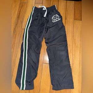 Kids Black Track Pants with Green Stripe